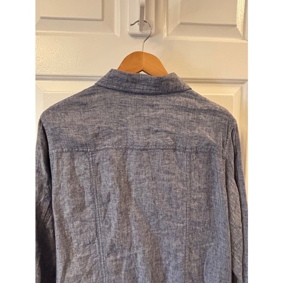 Jones & Co Jones New York Blue 100% Linen Button Up Jacket Womens 1X Plus Size - Picture 5 of 9